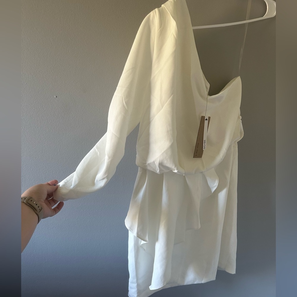 One Shoulder White Dress